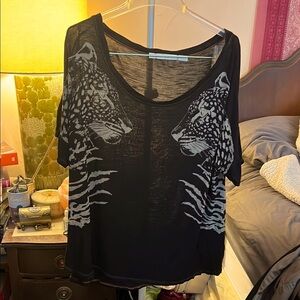 SALE!! DEAL! SEXY Gibson Leopard Cheetah Bleach Dyed Sheer Top Swimsuit Cover Up